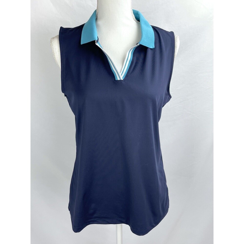 Tommy‎ Bahama Golf LARGE Women Sleeveless Polo Blue V-Neck